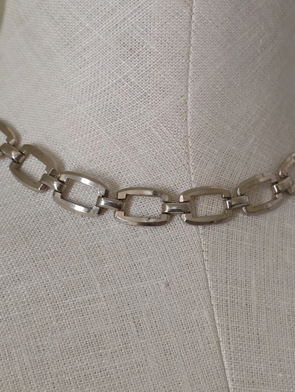 Vintage Coro Choker Necklace Silver Tone Modernist Statement Chunky Links
